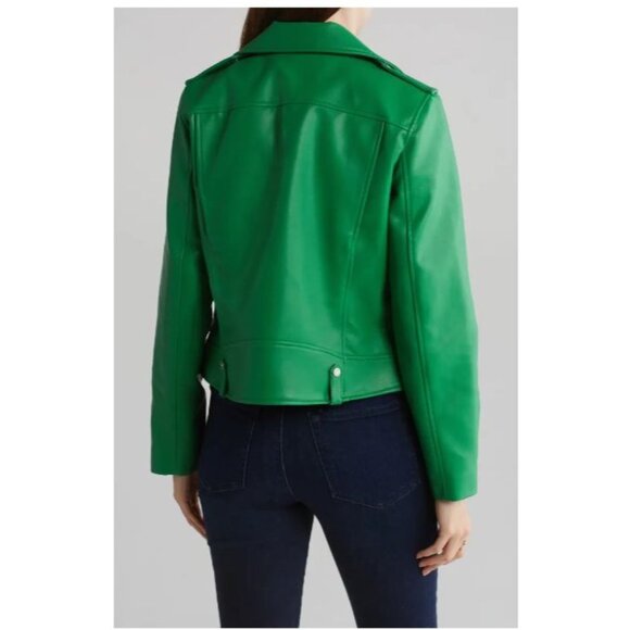 BCBG Max Faux Leather Biker Jacket NWT MSRP $298 -‎ Size M - Picture 2 of 9